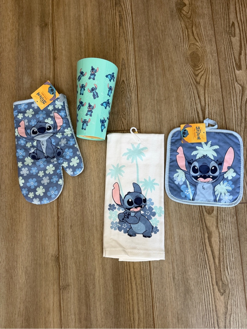 Stitch Kids Kitchen Set - Blue Teal Oven Mitt, Towel, Potholder & Cup